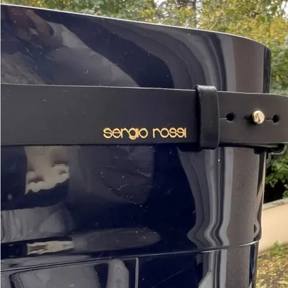 Sergio Rossi Women's Dark Purple Rain Boots - Picture 3 of 3